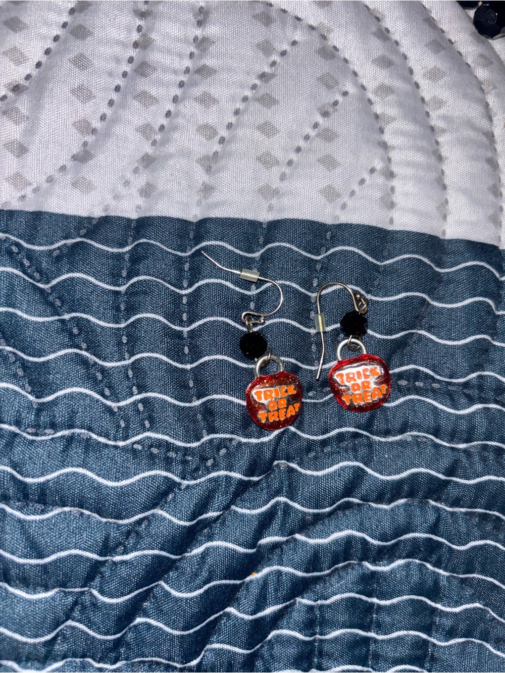 Halloween 'Trick or Treat' Orange Dangle Earrings